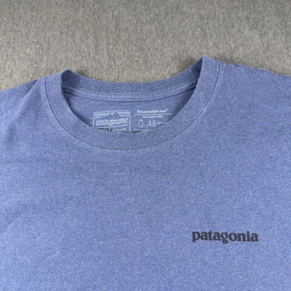 Patagonia Mens XL Blue Long Sleeve Bison Responsibili-Tee Graphic T-Shirt